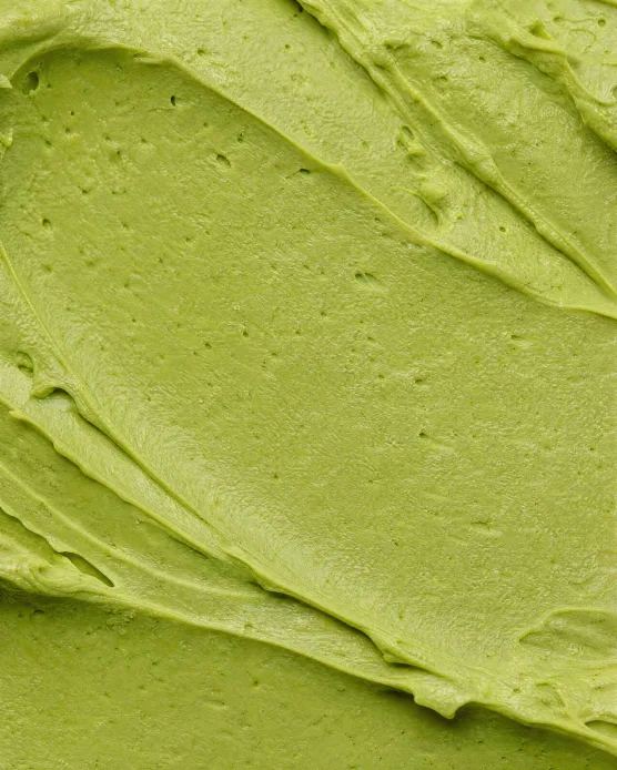 Textured swirl of matcha green cream
